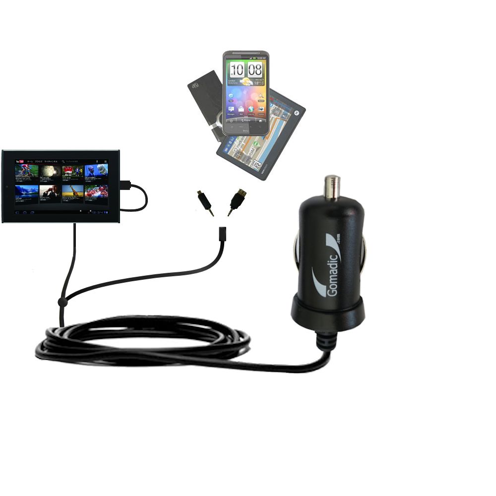 mini Double Car Charger with tips including compatible with the Sharp Galapagos A01SH