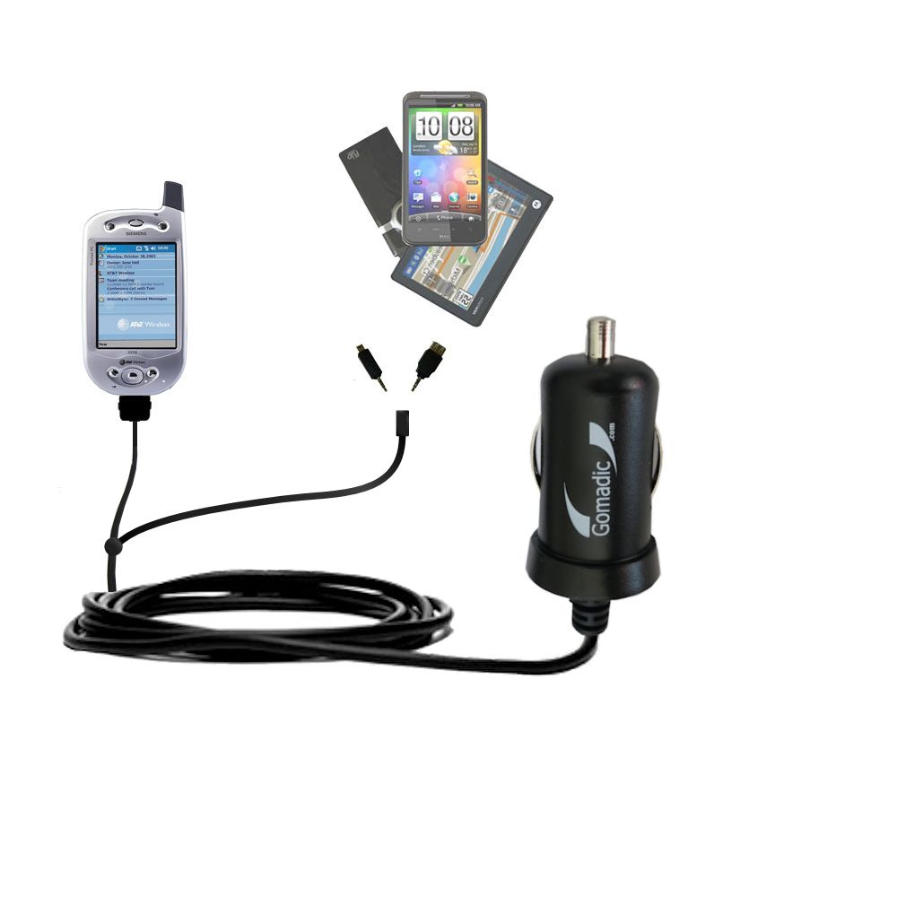 mini Double Car Charger with tips including compatible with the Siemens SX56 Pocket PC Phone