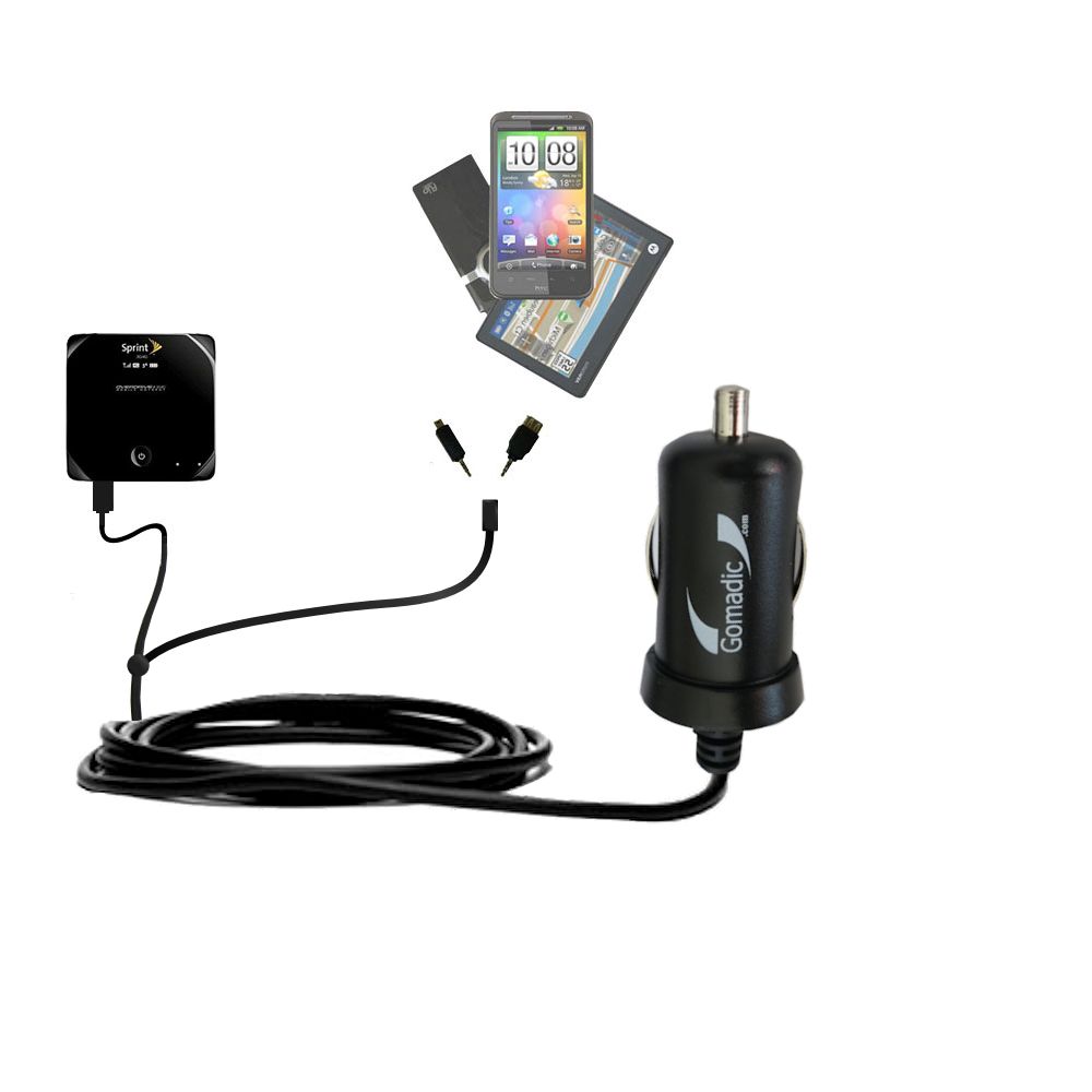 mini Double Car Charger with tips including compatible with the Sierra Wireless AirCard W801 Mobile Hotspot
