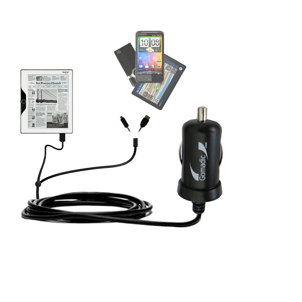 mini Double Car Charger with tips including compatible with the Skiff Reader