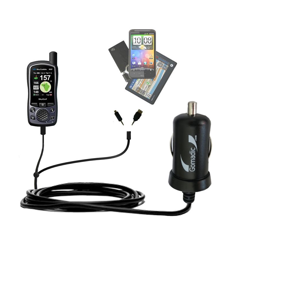mini Double Car Charger with tips including compatible with the SkyGolf SkyCaddie SG5