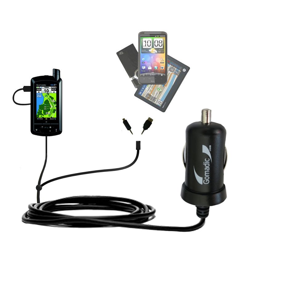 mini Double Car Charger with tips including compatible with the SkyGolf SkyCaddie SGXw