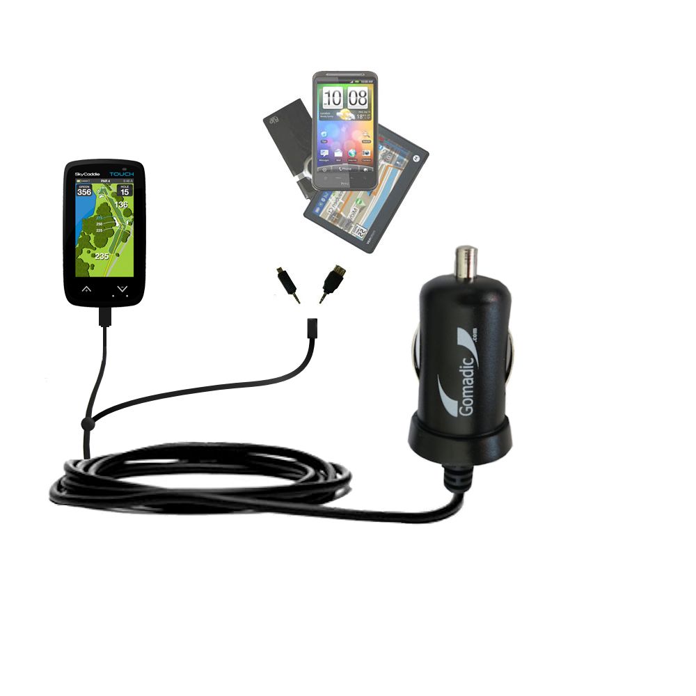 mini Double Car Charger with tips including compatible with the SkyGolf SkyCaddie TOUCH