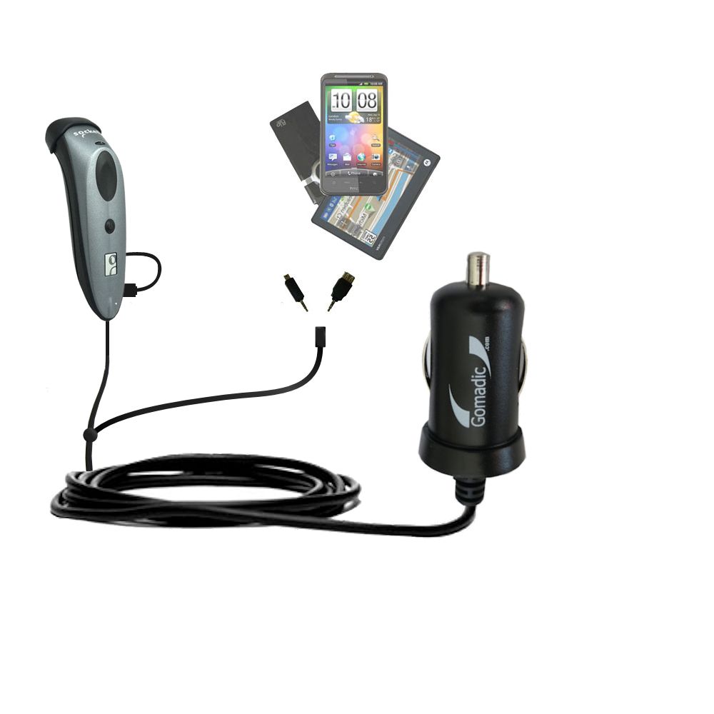 mini Double Car Charger with tips including compatible with the Socket CHS Scanners 7Ci 7Di 7Mi 7Pi 7Xi 7XiRx 8Ci