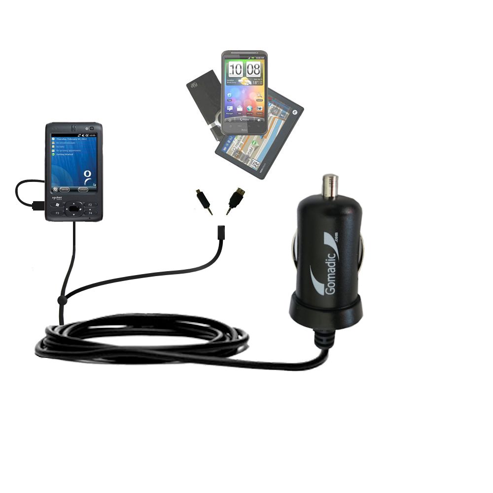 mini Double Car Charger with tips including compatible with the Socket SoMo 655 655RX 655DXS