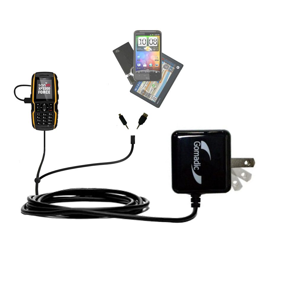 Double Wall Home Charger with tips including compatible with the Sonim Force XP3300