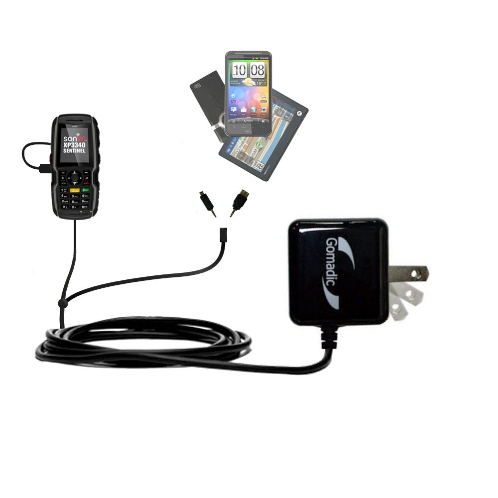 Double Wall Home Charger with tips including compatible with the Sonim Sentinel XP3340