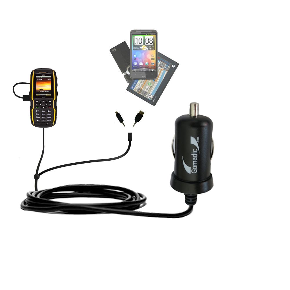 mini Double Car Charger with tips including compatible with the Sonim XP Strike