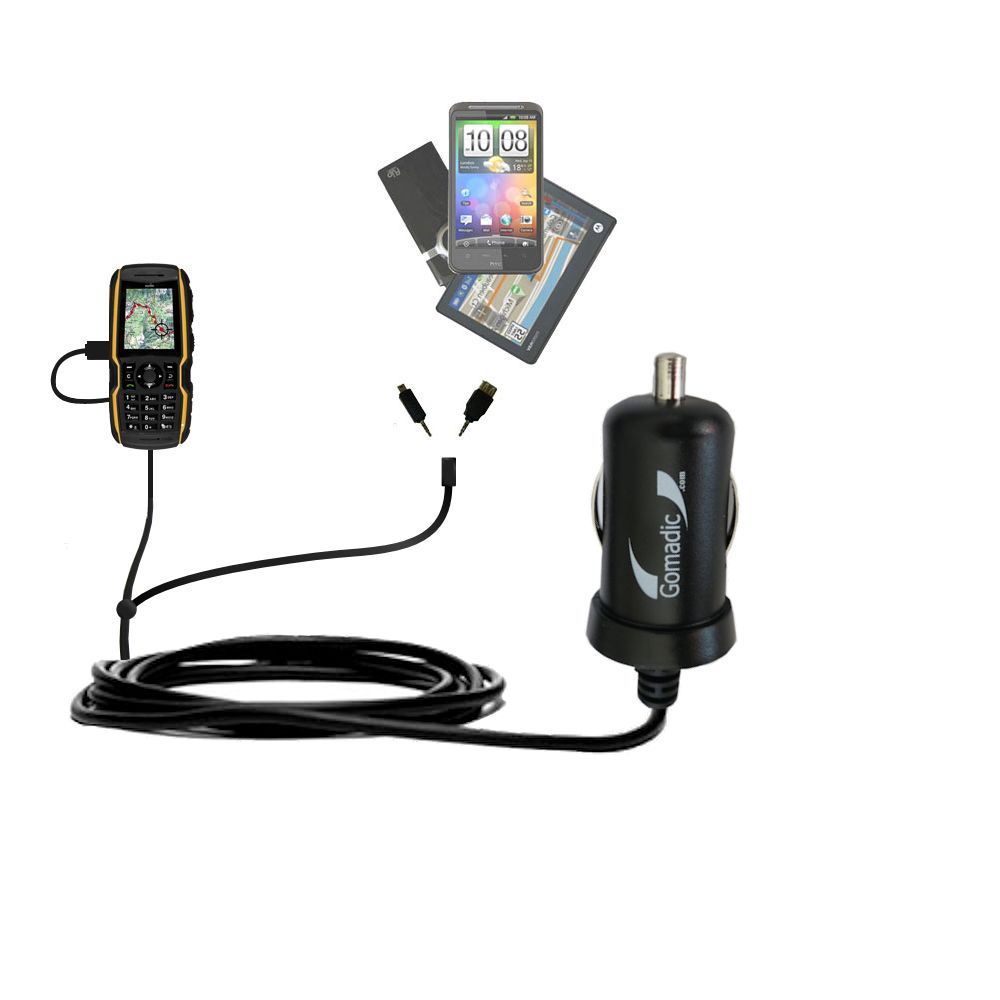 mini Double Car Charger with tips including compatible with the Sonim XP5300 Force 3G