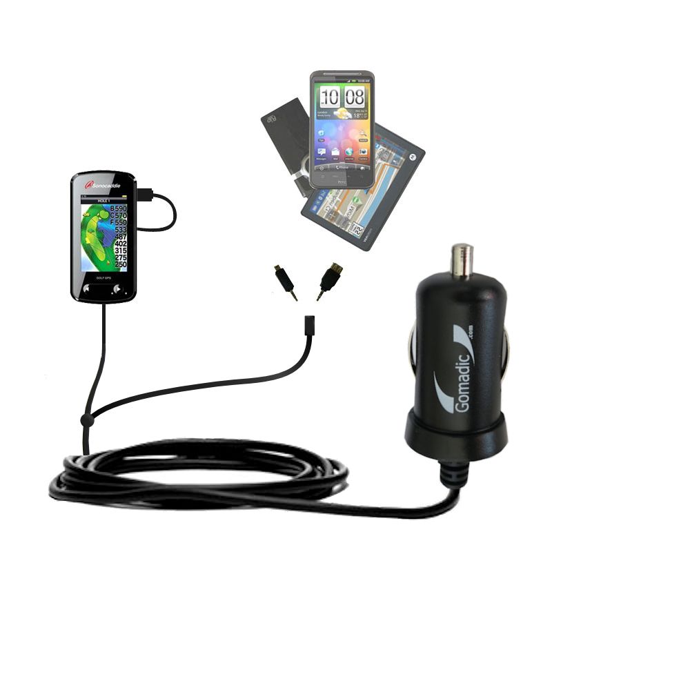 mini Double Car Charger with tips including compatible with the Sonocaddie v500 Golf GPS