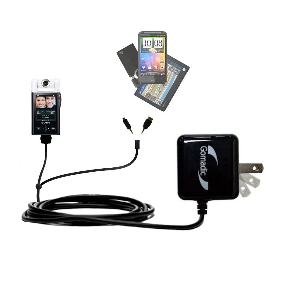 Double Wall Home Charger with tips including compatible with the Sony bloggie MHS-CM5 Mobile HD Snap