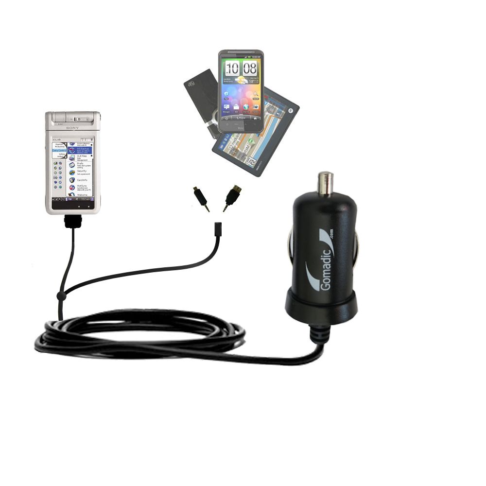 mini Double Car Charger with tips including compatible with the Sony Clie NX60