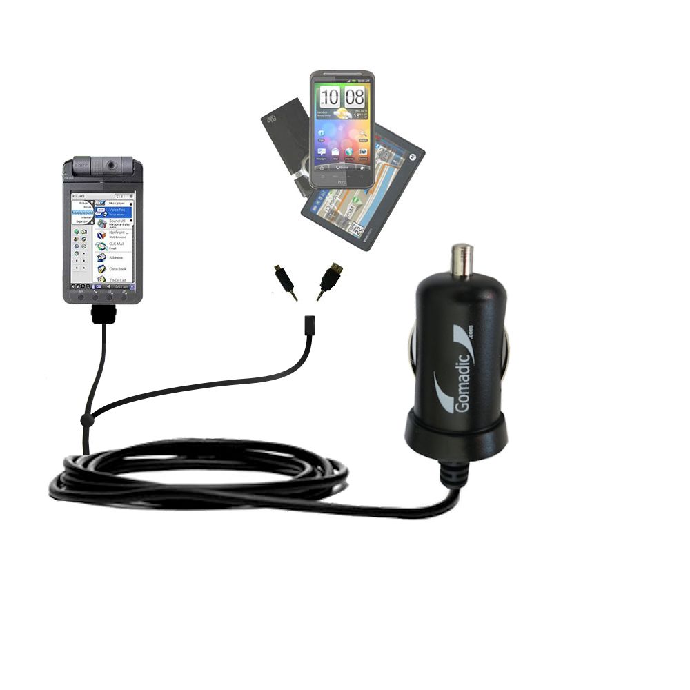 mini Double Car Charger with tips including compatible with the Sony Clie NX80V