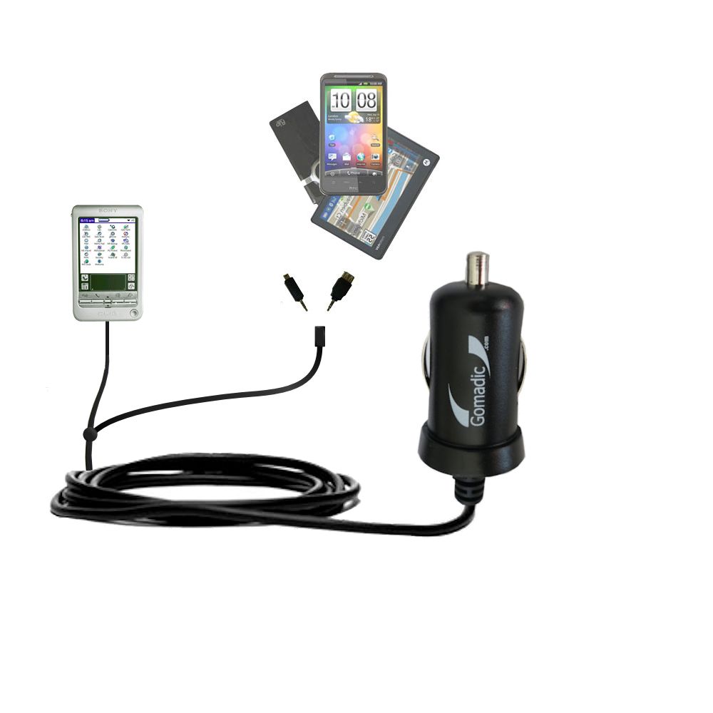 mini Double Car Charger with tips including compatible with the Sony Clie T625C T650C T665C
