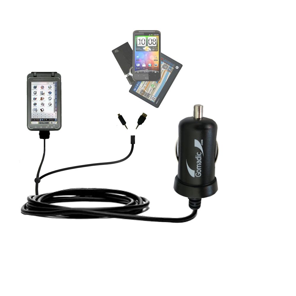 mini Double Car Charger with tips including compatible with the Sony Clie TH55