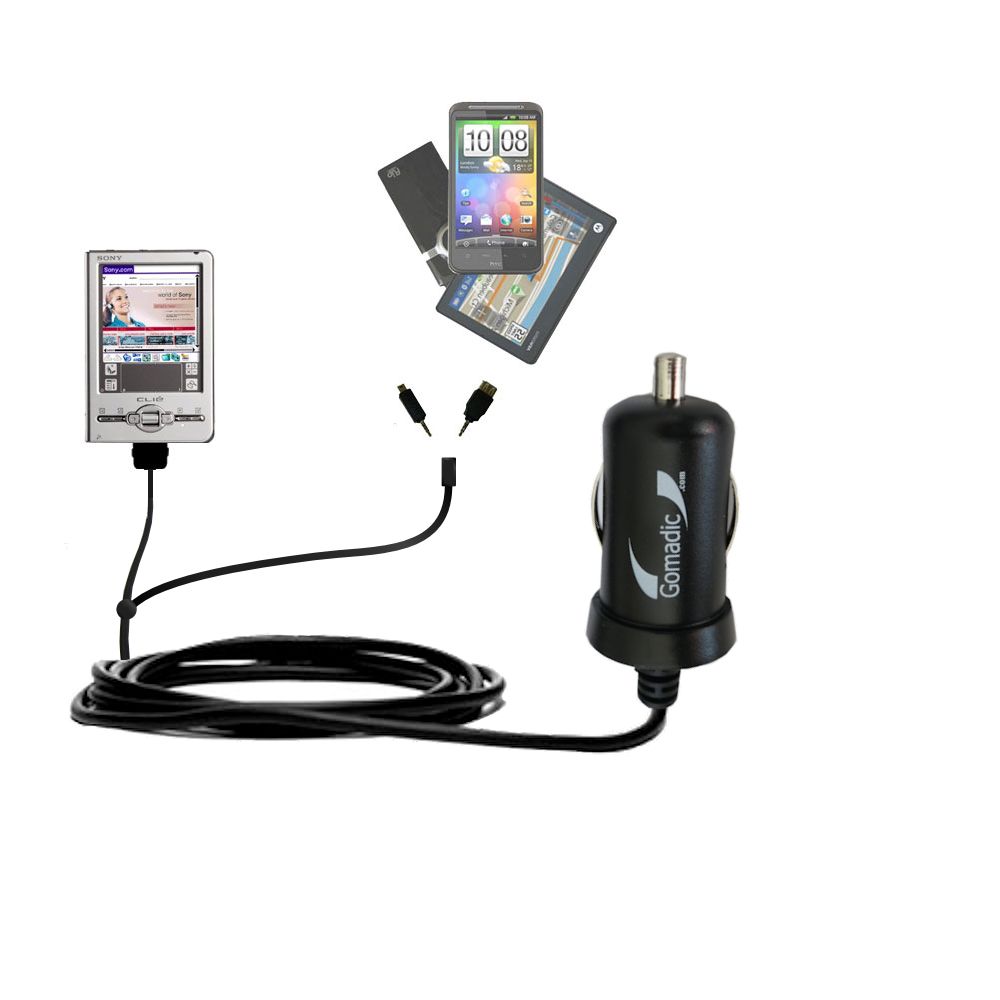 mini Double Car Charger with tips including compatible with the Sony Clie TJ37