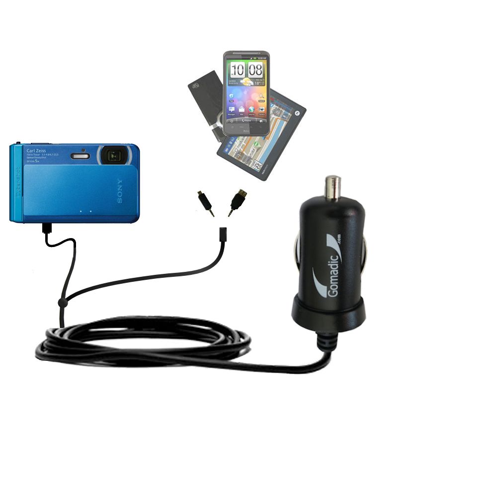 mini Double Car Charger with tips including compatible with the Sony Cybershot DSC-TX30