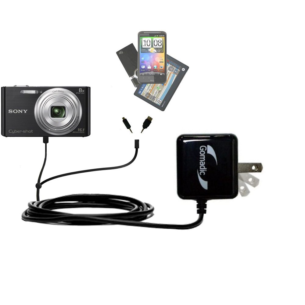 Double Wall Home Charger with tips including compatible with the Sony Cybershot W730 / DSC-W730