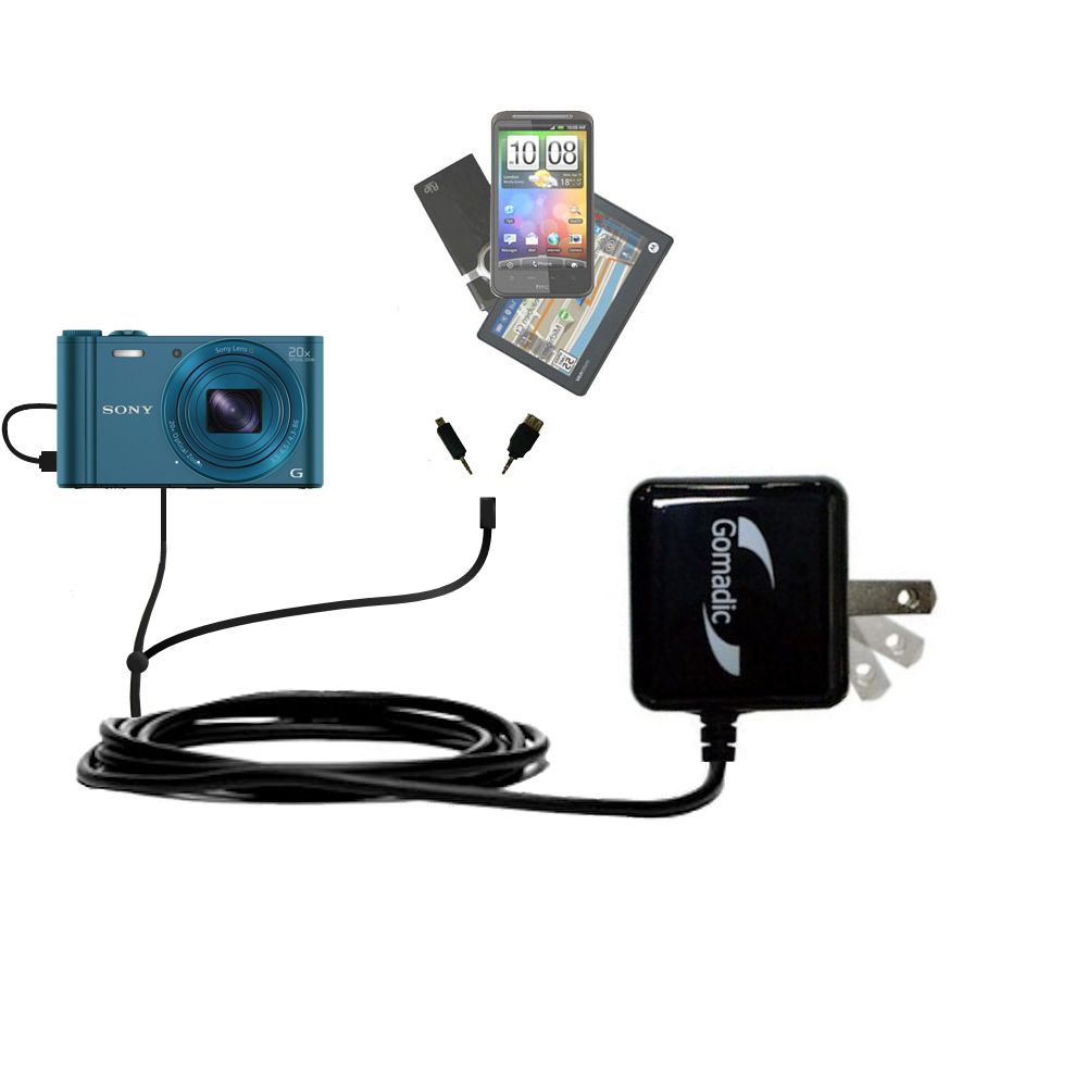 Double Wall Home Charger with tips including compatible with the Sony Cybershot WX300