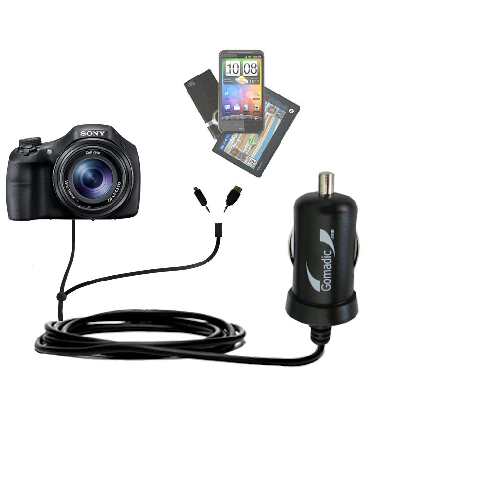 mini Double Car Charger with tips including compatible with the Sony DSC-HX300