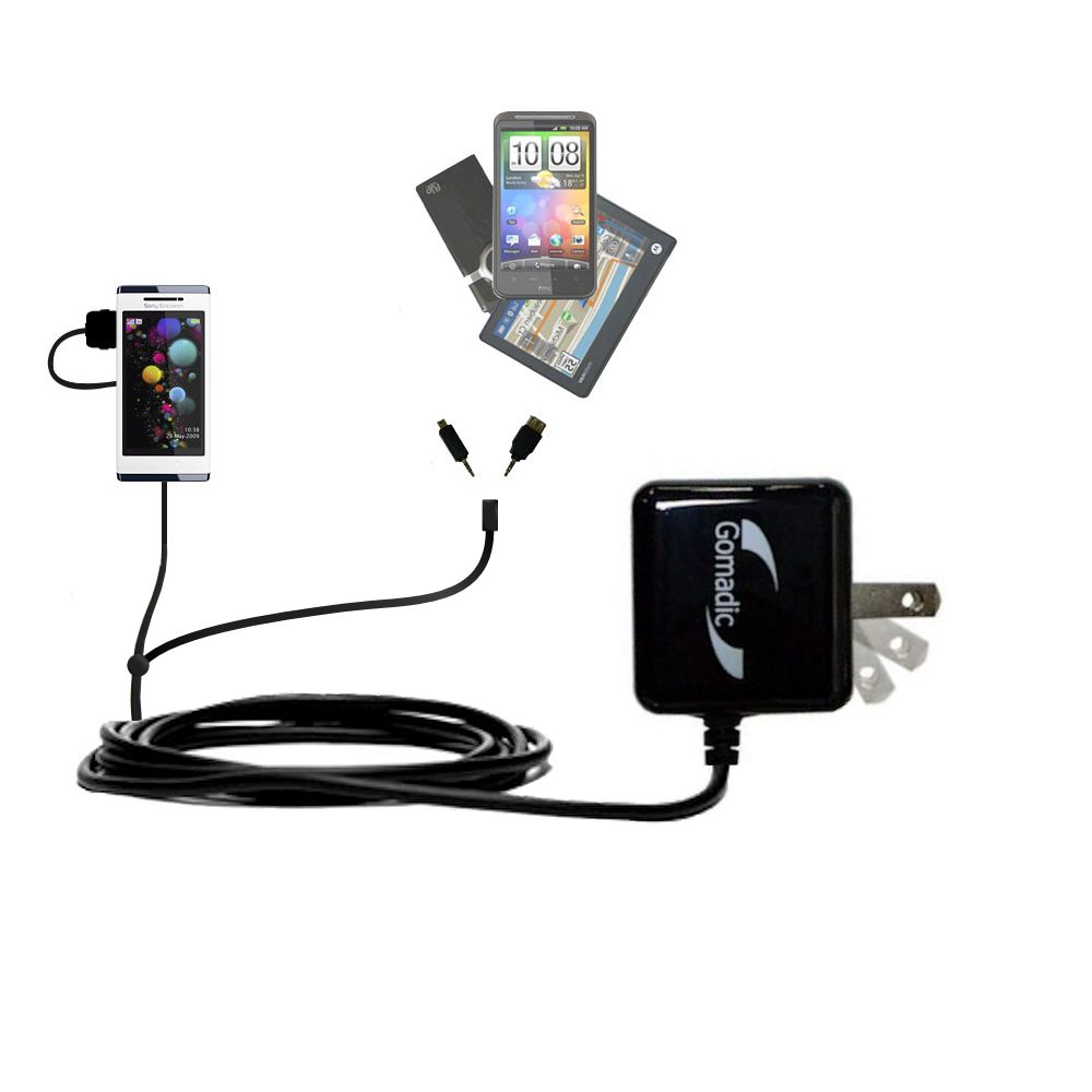 Double Wall Home Charger with tips including compatible with the Sony Ericsson Aino