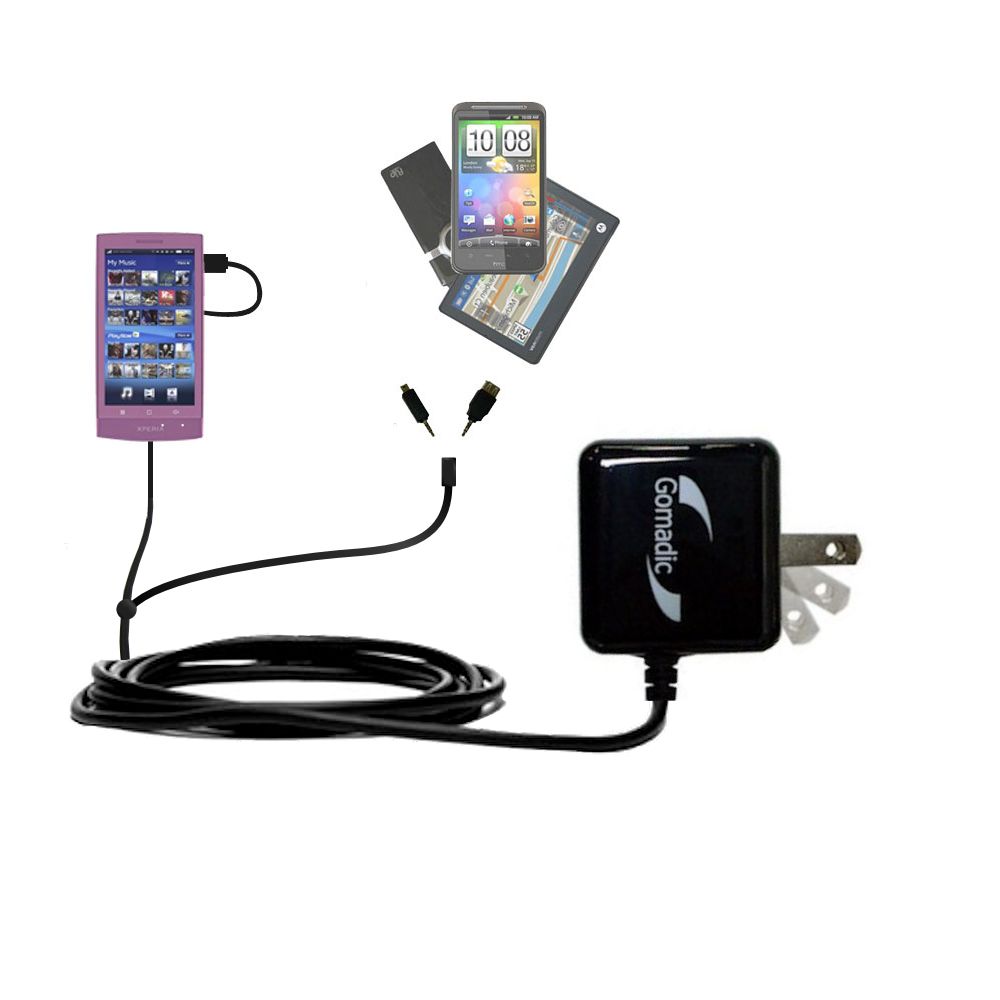 Double Wall Home Charger with tips including compatible with the Sony Ericsson Anzu