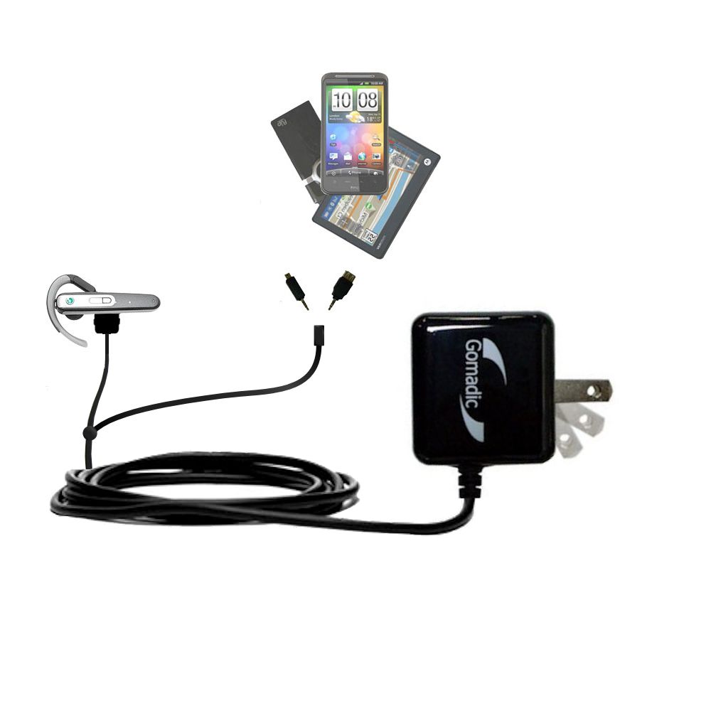 Double Wall Home Charger with tips including compatible with the Sony Ericsson Bluetooth Headset HBH-608