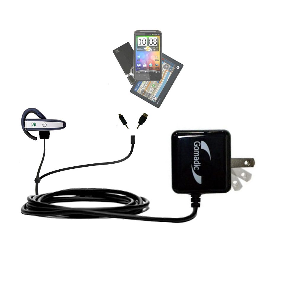 Double Wall Home Charger with tips including compatible with the Sony Ericsson Bluetooth Headset HBH-65