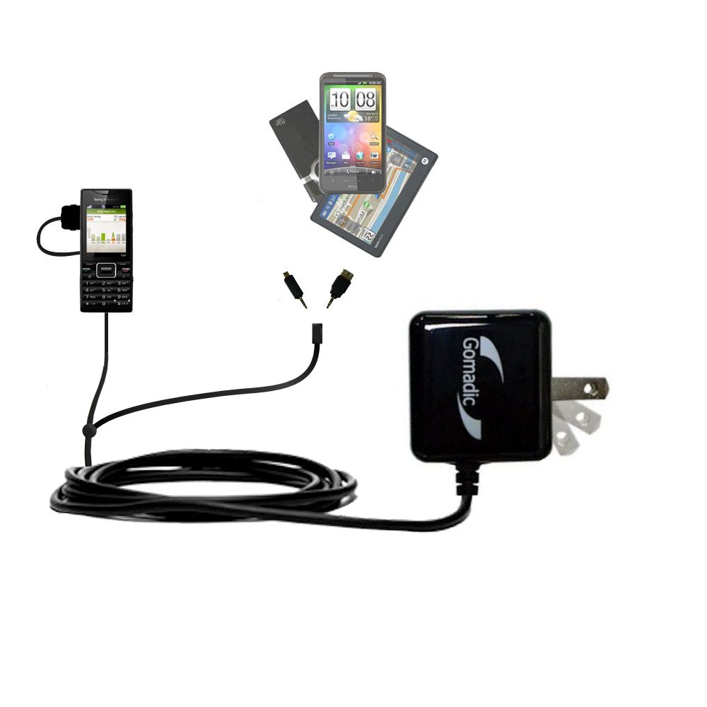 Double Wall Home Charger with tips including compatible with the Sony Ericsson Elm