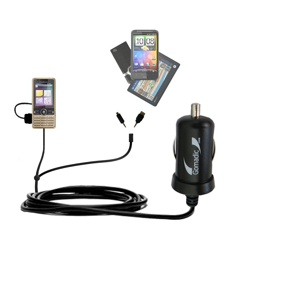 mini Double Car Charger with tips including compatible with the Sony Ericsson G700