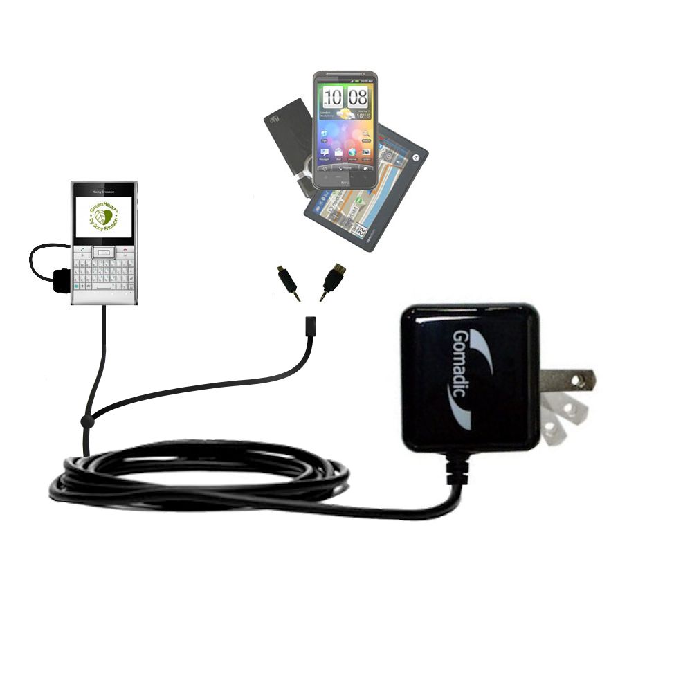 Double Wall Home Charger with tips including compatible with the Sony Ericsson GreenHeart