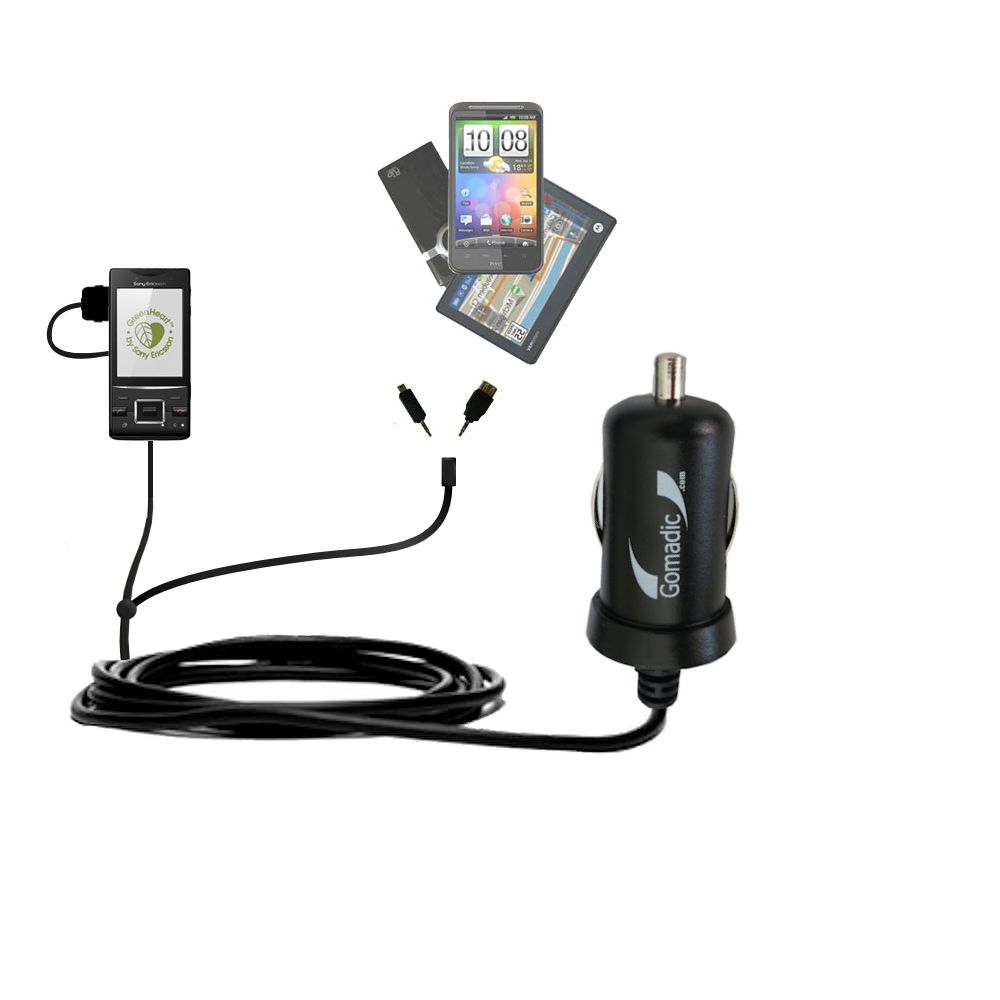 mini Double Car Charger with tips including compatible with the Sony Ericsson Hazel
