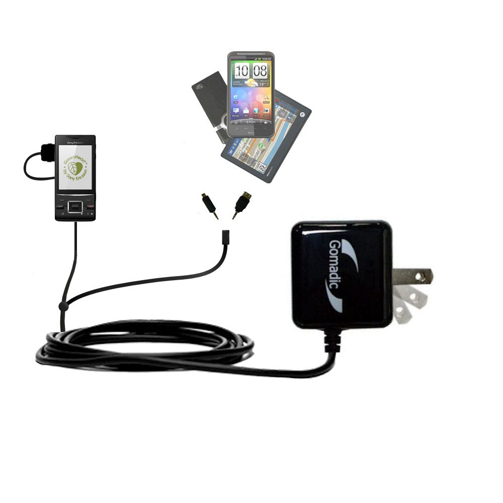 Double Wall Home Charger with tips including compatible with the Sony Ericsson Hazel
