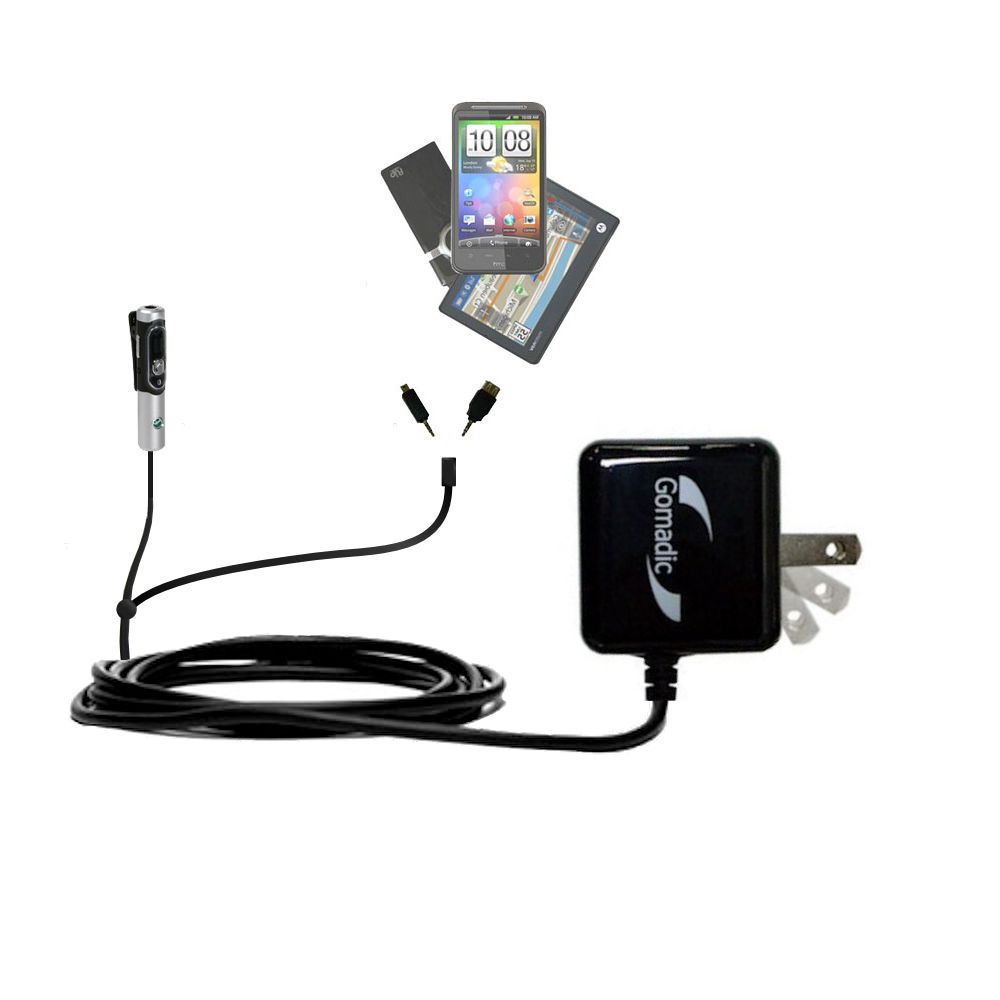 Double Wall Home Charger with tips including compatible with the Sony Ericsson HBH-DS200