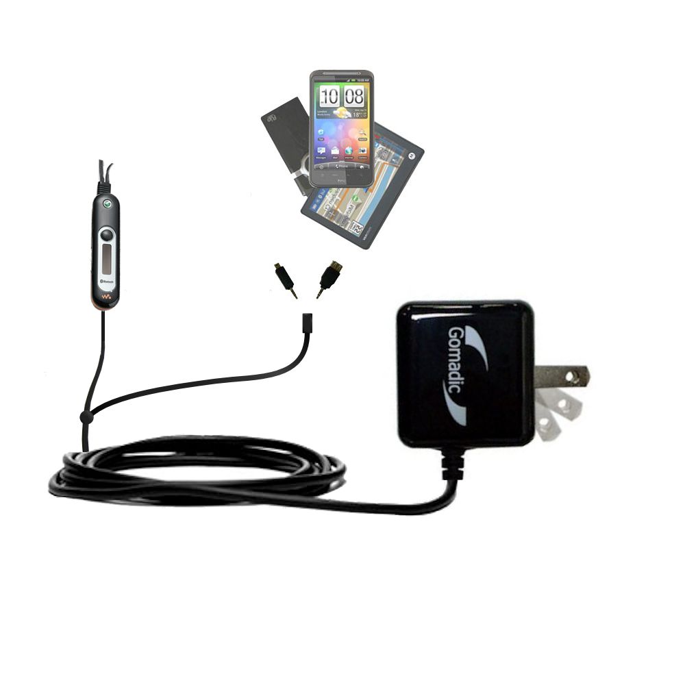 Double Wall Home Charger with tips including compatible with the Sony Ericsson HBH-DS970