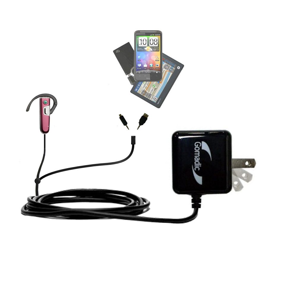 Double Wall Home Charger with tips including compatible with the Sony Ericsson HBH-PV710