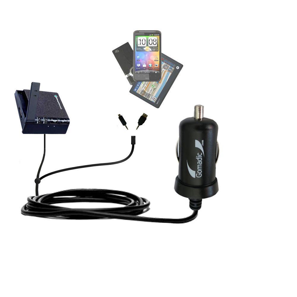 mini Double Car Charger with tips including compatible with the Sony Ericsson HCB-100E