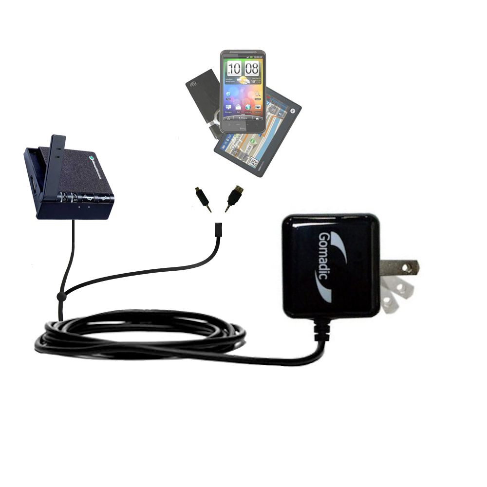 Gomadic Double Wall AC Home Charger suitable for the Sony Ericsson HCB-100E - Charge up to 2 devices at the same time with TipExchange Technology