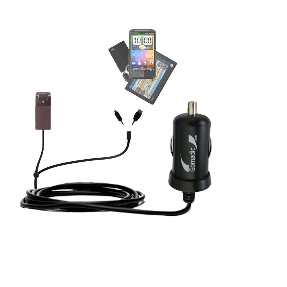 mini Double Car Charger with tips including compatible with the Sony Ericsson HCB-105