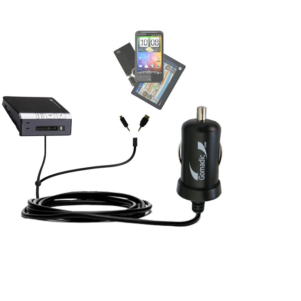 mini Double Car Charger with tips including compatible with the Sony Ericsson HCB-120