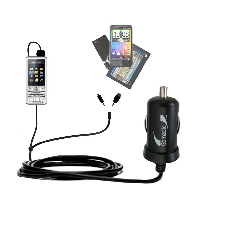 mini Double Car Charger with tips including compatible with the Sony Ericsson K330a