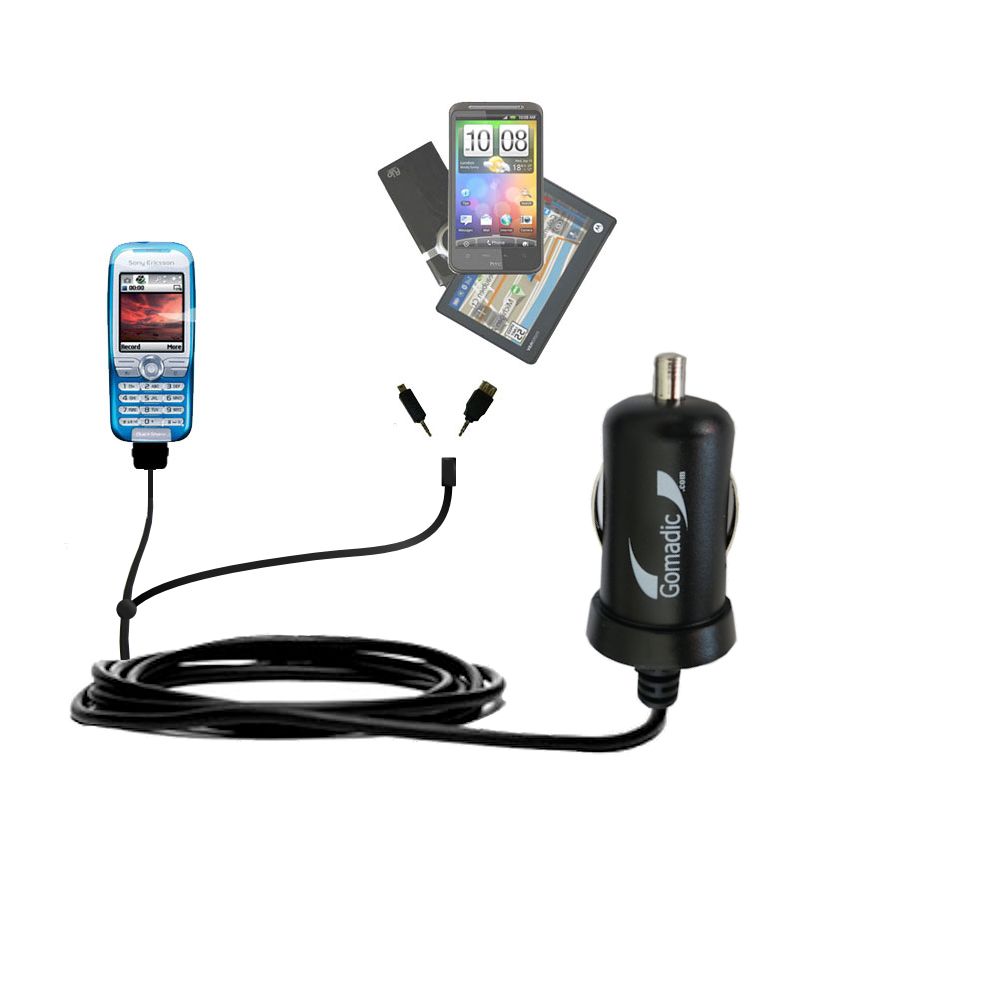 mini Double Car Charger with tips including compatible with the Sony Ericsson K5008c