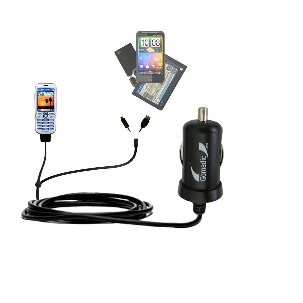 mini Double Car Charger with tips including compatible with the Sony Ericsson K506c