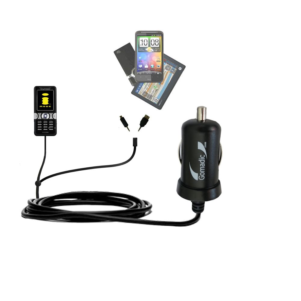 mini Double Car Charger with tips including compatible with the Sony Ericsson k550im