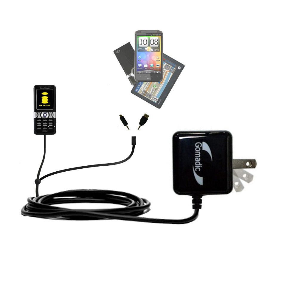 Double Wall Home Charger with tips including compatible with the Sony Ericsson k550im
