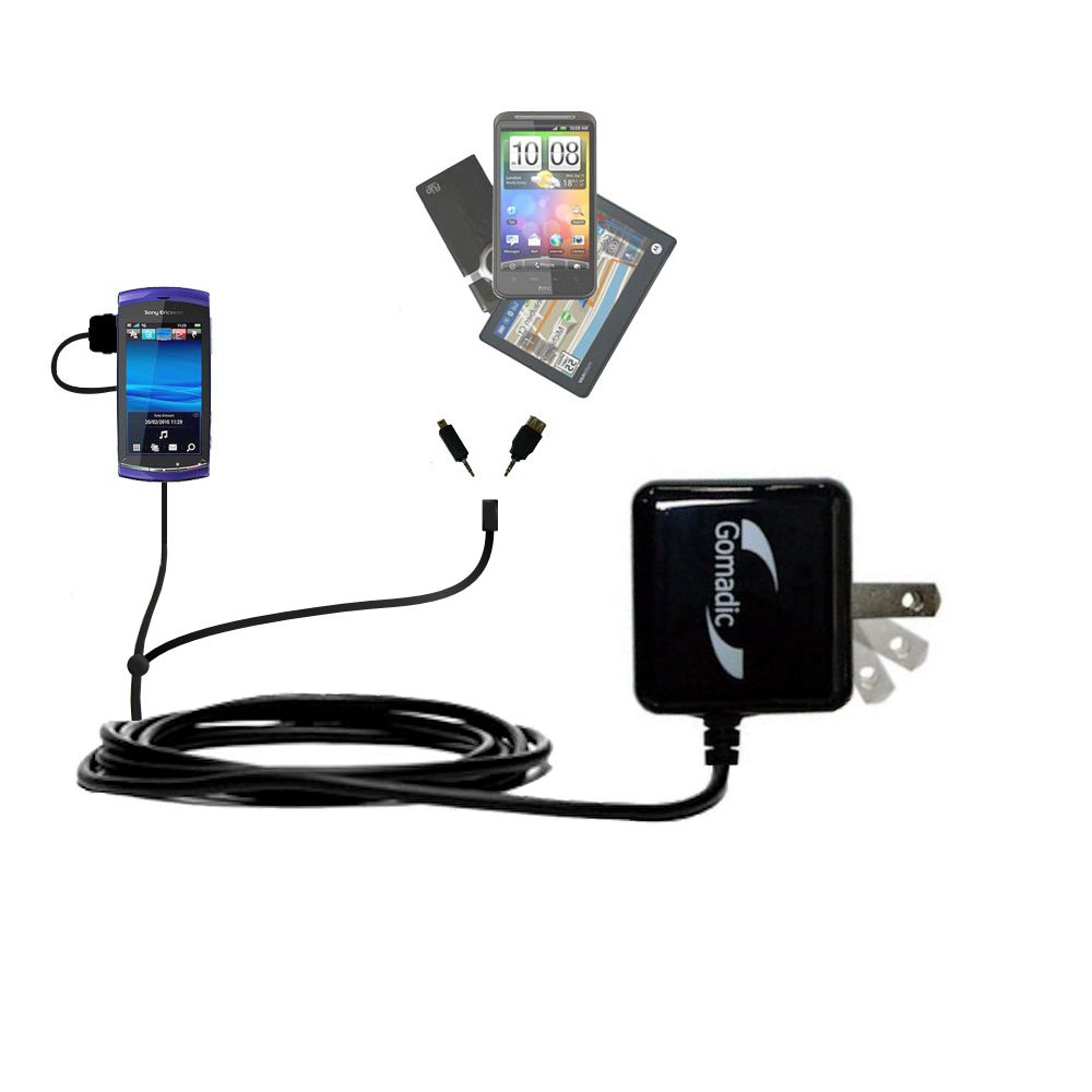 Double Wall Home Charger with tips including compatible with the Sony Ericsson Kurara