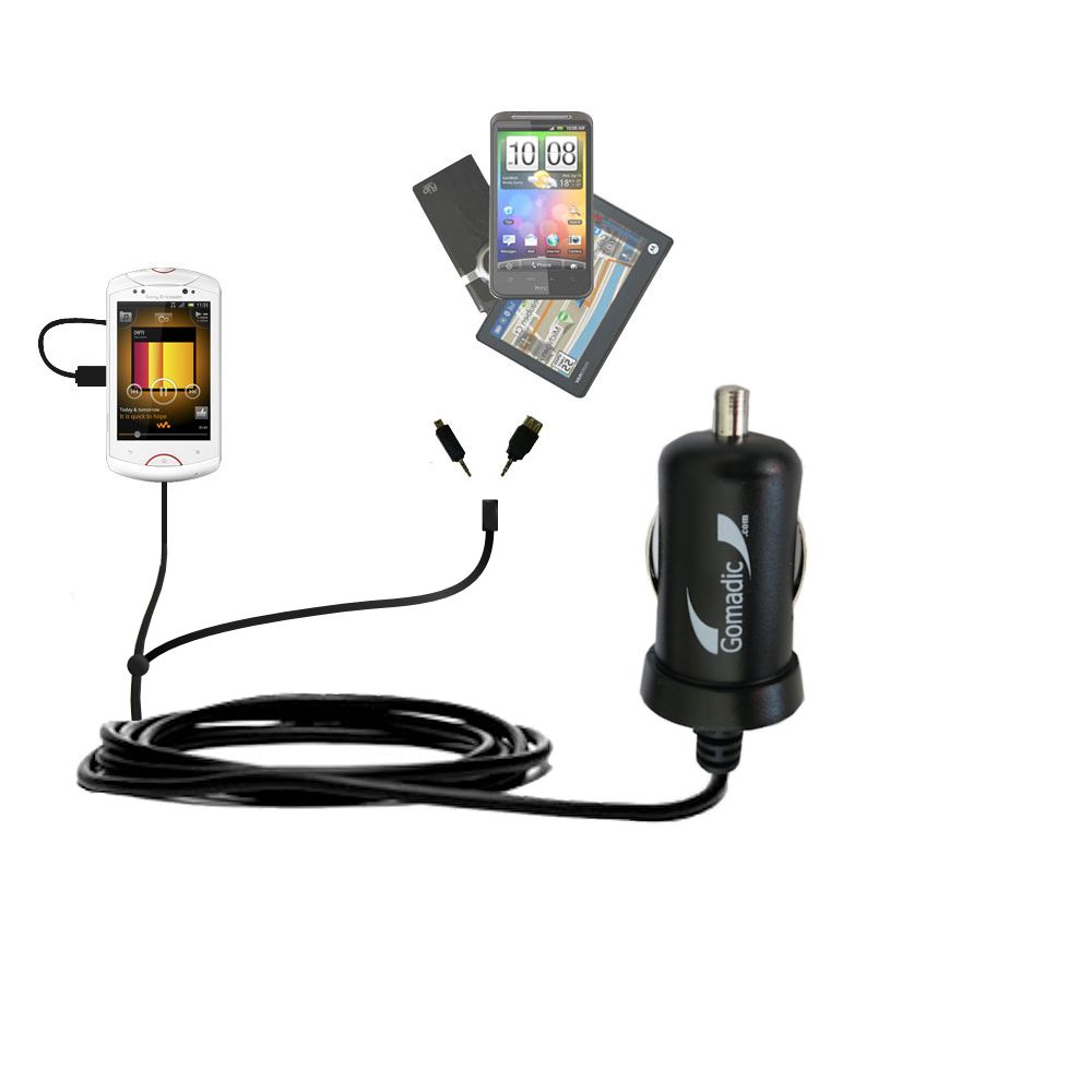 mini Double Car Charger with tips including compatible with the Sony Ericsson Live with Walkman