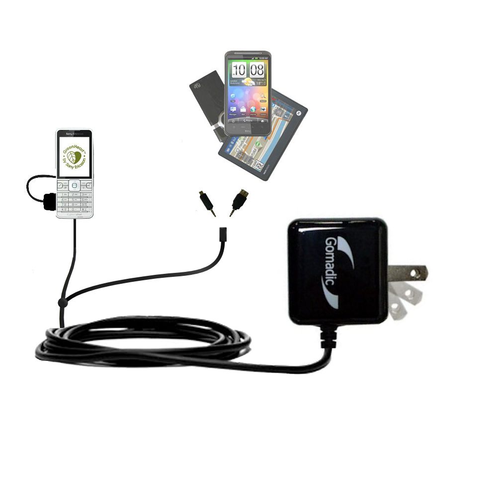 Double Wall Home Charger with tips including compatible with the Sony Ericsson Naite A