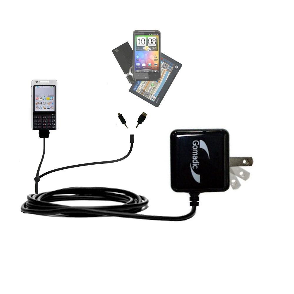 Double Wall Home Charger with tips including compatible with the Sony Ericsson P1c