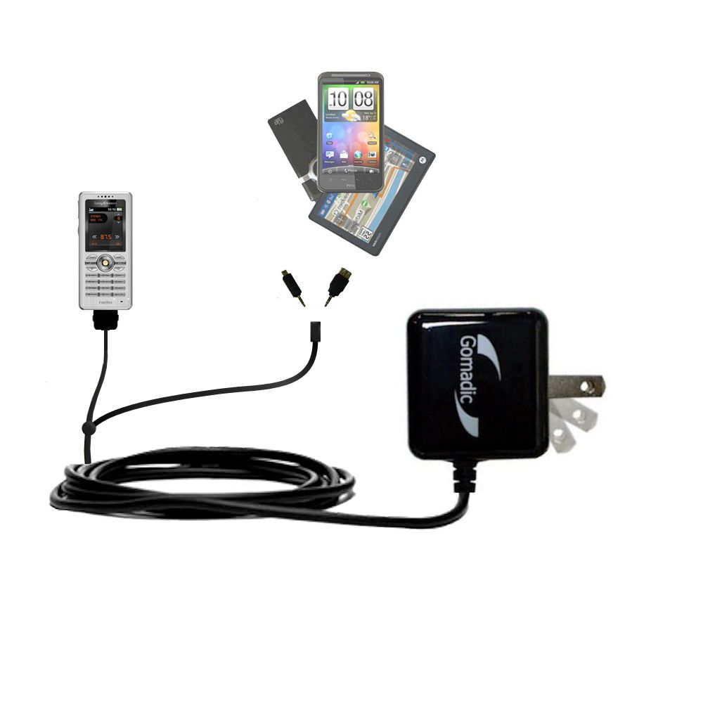 Double Wall Home Charger with tips including compatible with the Sony Ericsson R300